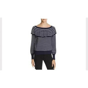 Joie Adinam Ruffled Striped Sweater XS Navy White. 318